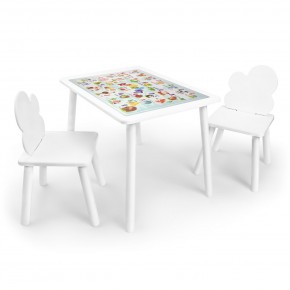 Детский комплект стол и два стула Облачко Rolti Baby с накладкой Алфавит (белая столешница/белое сиденье/белые ножки) в Ноябрьске - noyabrsk.ok-mebel.com | фото