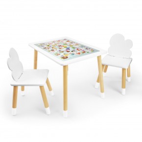 Детский комплект стол и два стула Облачко Rolti Baby с накладкой Алфавит (белая столешница/белое сиденье/береза ножки) в Ноябрьске - noyabrsk.ok-mebel.com | фото