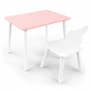 Детский комплект стол и стул «Мишка» Rolti Baby (розовый/белый, массив березы/мдф) в Ноябрьске - noyabrsk.ok-mebel.com | фото 1