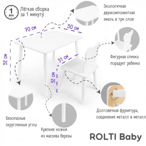 Детский комплект стол и стул Мишка Rolti Baby с накладкой Алфавит (белая столешница/белое сиденье/белые ножки) в Ноябрьске - noyabrsk.ok-mebel.com | фото 2