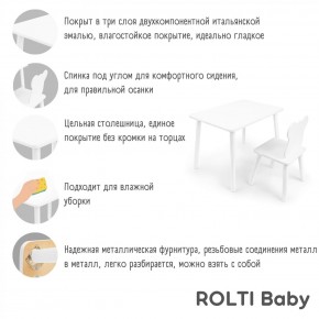 Детский комплект стол и стул Мишка Rolti Baby с накладкой Алфавит (белая столешница/белое сиденье/белые ножки) в Ноябрьске - noyabrsk.ok-mebel.com | фото 3