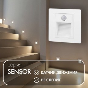 DK1020-WH Светильник встраиваемый в стену c датчиком движения, IP 20, LED 3000, 1 Вт, белый, пластик в Ноябрьске - noyabrsk.ok-mebel.com | фото 2