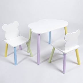Комплект детский стол ОБЛАЧКО и два стула МИШКА ROLTI Baby (белая столешница/белое сиденье/цветные ножки) в Ноябрьске - noyabrsk.ok-mebel.com | фото 1