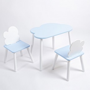 Комплект детский стол ОБЛАЧКО и два стула ОБЛАЧКО ROLTI Baby (голубая столешница/голубое сиденье/белые ножки) в Ноябрьске - noyabrsk.ok-mebel.com | фото