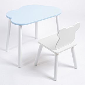 Комплект детский стол ОБЛАЧКО и стул МИШКА ROLTI Baby (голубая столешница/белое сиденье/белые ножки) в Ноябрьске - noyabrsk.ok-mebel.com | фото