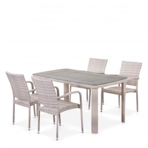 Комплект плетеной мебели T256C/Y376C-W85 Latte (4+1) + подушки на стульях в Ноябрьске - noyabrsk.ok-mebel.com | фото