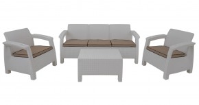 Комплект уличной мебели Yalta Premium Terrace Triple Set (Ялта) белый (+подушки под спину) в Ноябрьске - noyabrsk.ok-mebel.com | фото