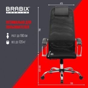 Кресло BRABIX PREMIUM "Ultimate EX-800" хром, плотная двойная сетка Х2, черное, 532911 в Ноябрьске - noyabrsk.ok-mebel.com | фото 6