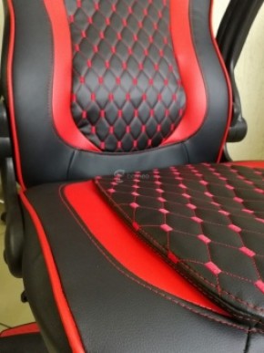 Кресло геймерское Barneo K-37 (черная экокожа красные вставки) в Ноябрьске - noyabrsk.ok-mebel.com | фото