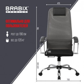 Кресло офисное BRABIX PREMIUM "Ultimate EX-800" хром, плотная двойная сетка Х2, черное/серое, 532912 в Ноябрьске - noyabrsk.ok-mebel.com | фото 3