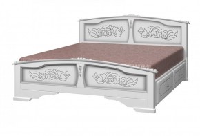 ЕЛЕНА Кровать из массива 1600 (Белый жемчуг) с 2-мя ящиками в Ноябрьске - noyabrsk.ok-mebel.com | фото