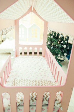 Кровать-домик без ящика 800*1600 (Розовый) в Ноябрьске - noyabrsk.ok-mebel.com | фото 3