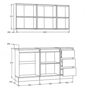 Кухня Хилтон 1.6 м (Белый текстурный/Дуб Вотан) в Ноябрьске - noyabrsk.ok-mebel.com | фото 3