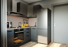 Кухня угловая Антрацит 2200х1000 (Стол. 38мм) в Ноябрьске - noyabrsk.ok-mebel.com | фото