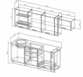 Кухонный гарнитур Антрацит 2550 (Стол. 26мм) в Ноябрьске - noyabrsk.ok-mebel.com | фото 2