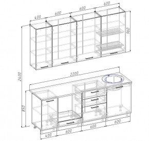 Кухонный гарнитур Капри 2200 h950 (Стол. 26мм) в Ноябрьске - noyabrsk.ok-mebel.com | фото 2