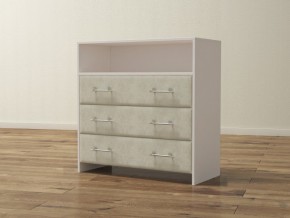 PROxSON Комод Varna (ЛДСП Белая+ткань Белый/Savana Milk (молочный)) 90x40 в Ноябрьске - noyabrsk.ok-mebel.com | фото