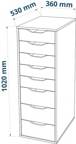 S01415 Ингар 8 комод 36x102x53, серо-бирюзовый в Ноябрьске - noyabrsk.ok-mebel.com | фото