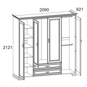 Шкаф 4D2S Z, TIFFANY, цвет вудлайн кремовый в Ноябрьске - noyabrsk.ok-mebel.com | фото