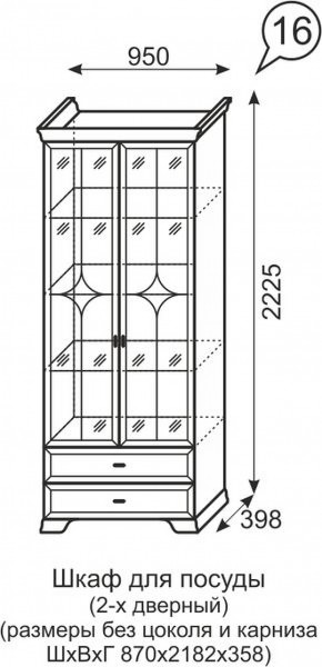 Шкаф для посуды 2-х дверный Венеция 16 бодега в Ноябрьске - noyabrsk.ok-mebel.com | фото 3