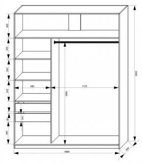 Шкаф-купе 1800 серии SOFT D1+D3+B2+PL1 (2 ящика+1штанга) профиль «Графит» в Ноябрьске - noyabrsk.ok-mebel.com | фото 3