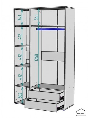 Шкаф Linnea MHR-3PO-2 2050х1200х510 (Белый-М 11.1.2) в Ноябрьске - noyabrsk.ok-mebel.com | фото 3