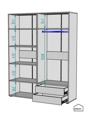 Шкаф Linnea MHR-4PO-2 2050х1600х510 (Белый-М 11.1.2) в Ноябрьске - noyabrsk.ok-mebel.com | фото 3