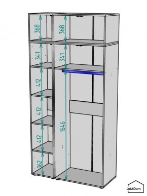 Шкаф с антресолью Linnea MHR-3A-1 2450х1200х510 (Графит-М 11.1.25) в Ноябрьске - noyabrsk.ok-mebel.com | фото 3