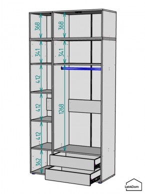 Шкаф с антресолью Linnea MHR-3A-2 2450х1200х510 (Графит-М 11.1.25) в Ноябрьске - noyabrsk.ok-mebel.com | фото 3