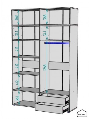 Шкаф с антресолью Linnea MHR-4A-2 2450х1600х510 (Графит-М 11.1.25) в Ноябрьске - noyabrsk.ok-mebel.com | фото 3