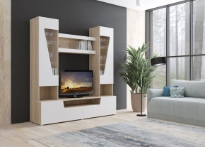 Стенка АНТАЛИЯ 2 (Сонома/Белый софт) в Ноябрьске - noyabrsk.ok-mebel.com | фото 3