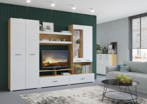 Стенка НЕНСИ 1 (Крафт золотой/Белый глянец) в Ноябрьске - noyabrsk.ok-mebel.com | фото 3