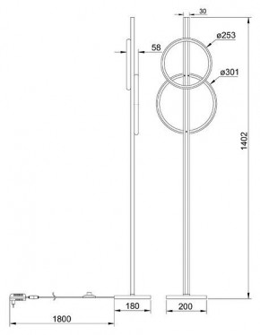 Торшер Arte Lamp Fluido A3913PN-24BK в Ноябрьске - noyabrsk.ok-mebel.com | фото 2