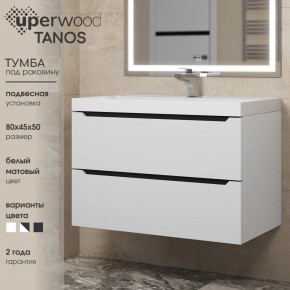 Тумба под раковину Uperwood Tanos 80 см, подвесная, белая/графит в Ноябрьске - noyabrsk.ok-mebel.com | фото 3