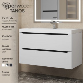Тумба под раковину Uperwood Tanos 90 см, подвесная, белая/графит в Ноябрьске - noyabrsk.ok-mebel.com | фото 3